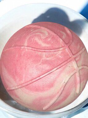 Citrus & lemon pink and white soap Basketball Ball LARGE 4x4in 8oz handmade shea